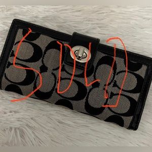 Coach Authentic “C” Logo Canvas Leather Full Size Black Wallet